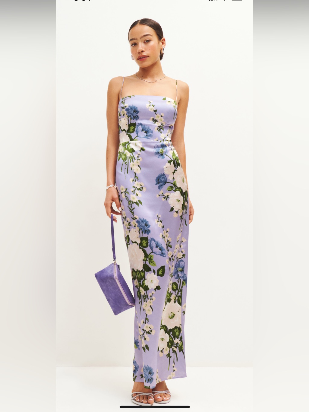 Reformation Lilac Floral Frankie Slip Maxi Dress